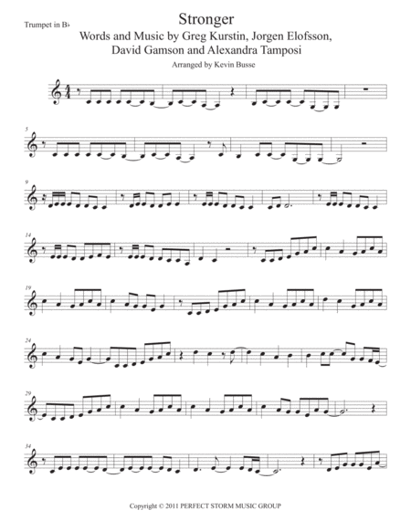 Stronger Easy Key Of C Trumpet Sheet Music