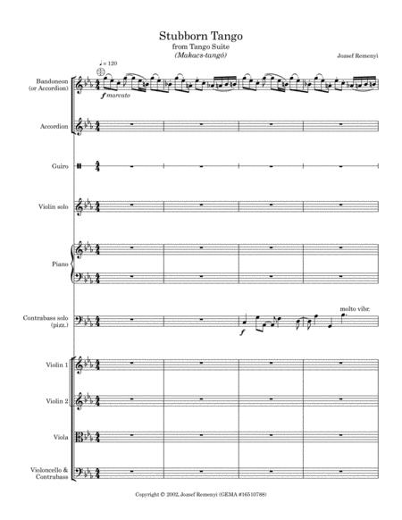Stubborn Tango From Tango Suite Letter Version Sheet Music