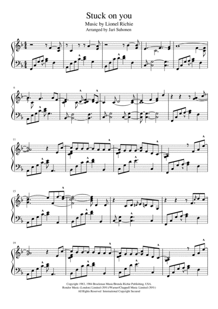 Stuck On You Sheet Music