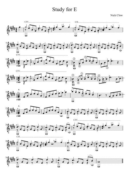 Free Sheet Music Study For E