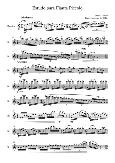 Free Sheet Music Study For Piccolo