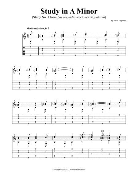 Study In A Minor Study No 1 From Las Segundas Lecciones De Guitarra Sheet Music
