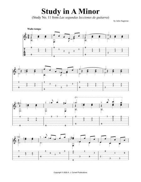 Study In A Minor Study No 11 From Las Segundas Lecciones De Guitarra Sheet Music