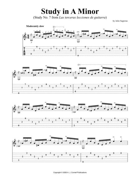 Study In A Minor Study No 7 From Las Terceras Lecciones De Guitarra Sheet Music