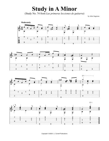 Study In A Minor Study No 74 From Las Primeras Lecciones De Guitarra Sheet Music