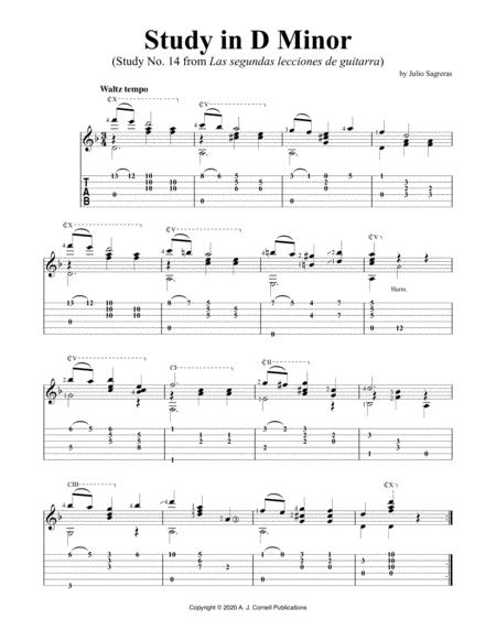 Study In D Minor Study No 14 From Las Segundas Lecciones De Guitarra Sheet Music