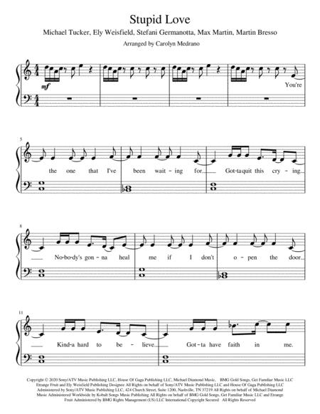 Free Sheet Music Stupid Love