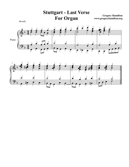 Free Sheet Music Stuttgart Come Thou Long Expected Jesus Last Verse Alternate Harmonization For Organ