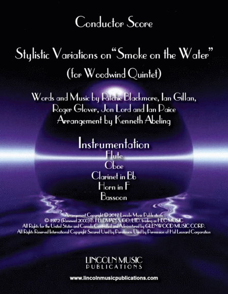 Stylistic Variations On Smoke On The Water For Woodwind Quintet Sheet Music