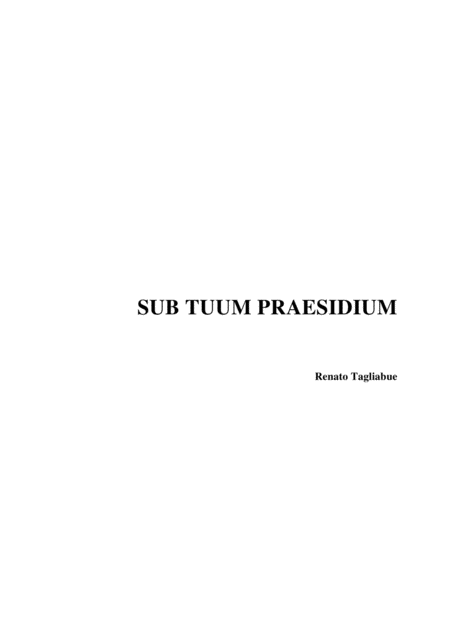 Sub Tuum Praesidium Tagliabue Canon For Saa Choir Sheet Music