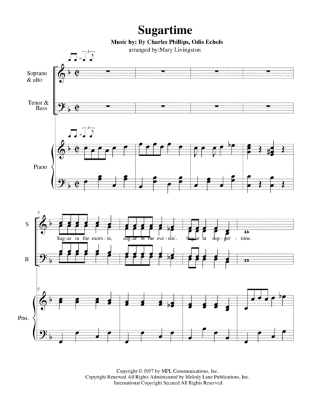 Free Sheet Music Sugartime