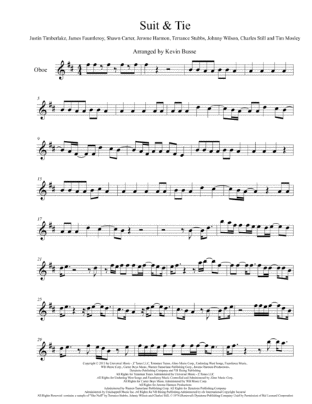 Suit Tie Oboe Sheet Music