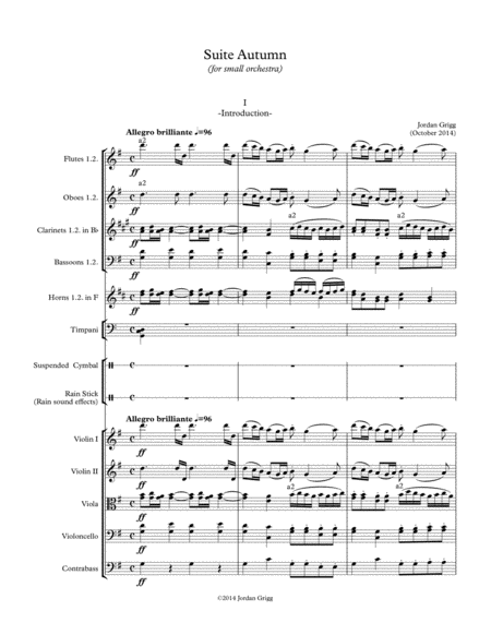 Free Sheet Music Suite Autumn For Small Orchestra