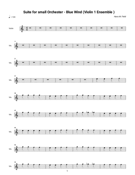 Free Sheet Music Suite For Small Orc Hestra Blue Wind First Violin
