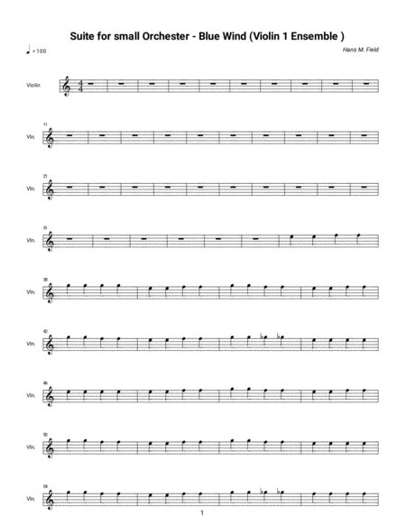 Suite For Small Orc Hestra Blue Wind First Violin Sheet Music