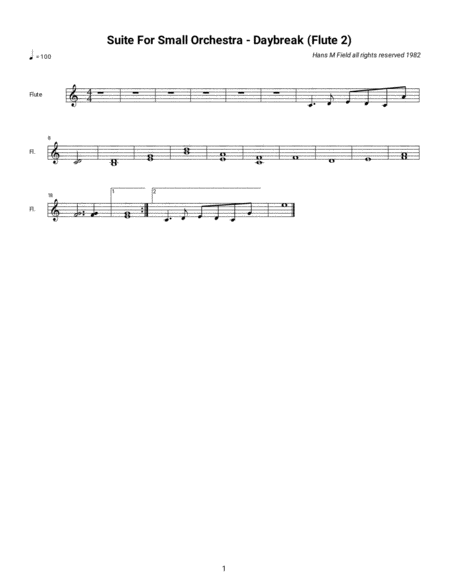 Free Sheet Music Suite For Small Orchestra Daybreak Second Flute Part