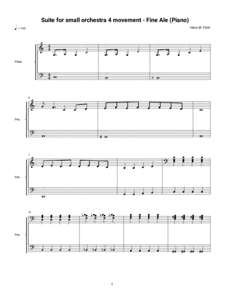 Suite For Small Orchestra Fine Ale Piano Sheet Music