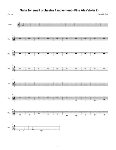 Free Sheet Music Suite For Small Orchestra Fine Ale Violin 2