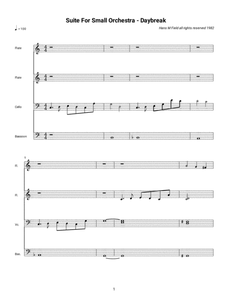 Suite For Small Orchestra First Movement Daybreak Sheet Music