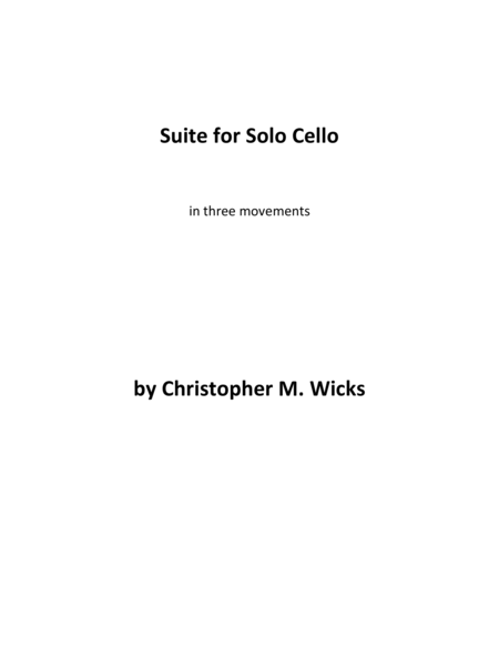 Suite For Solo Cello Sheet Music