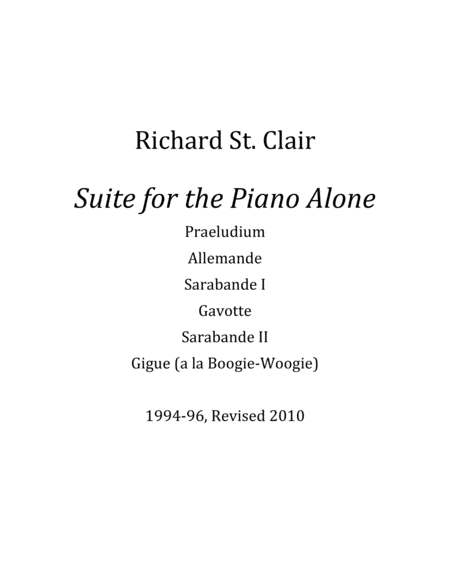 Free Sheet Music Suite For The Piano Alone