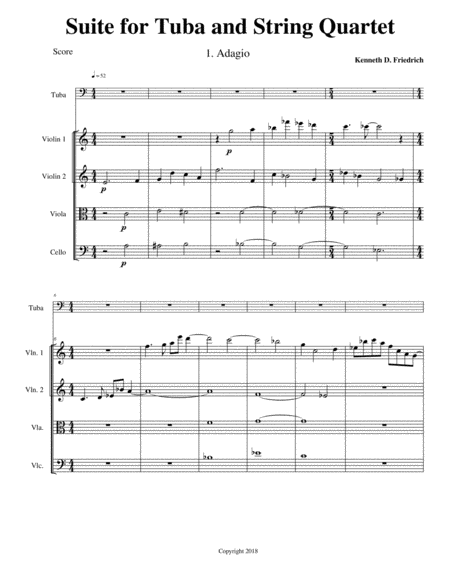 Suite For Tuba And String Quartet Sheet Music