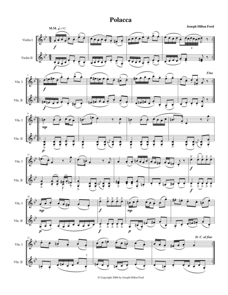 Suite For Two Violins 7 Polacca Sheet Music