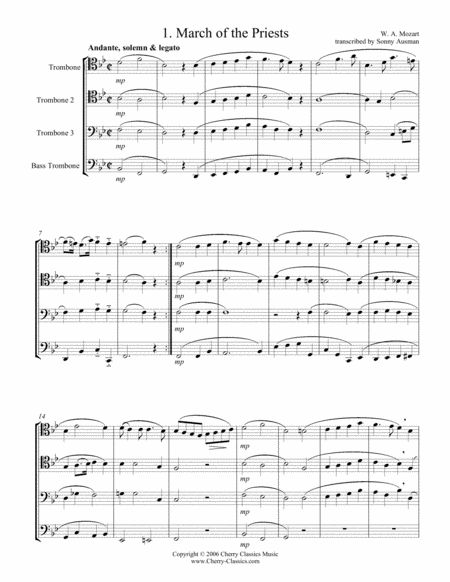 Free Sheet Music Suite From The Magic Flute For Trombone Quartet