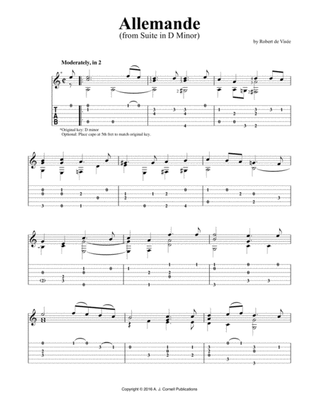 Suite In D Minor Allemande Sheet Music