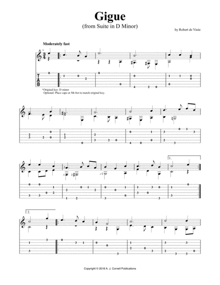 Free Sheet Music Suite In D Minor Gigue
