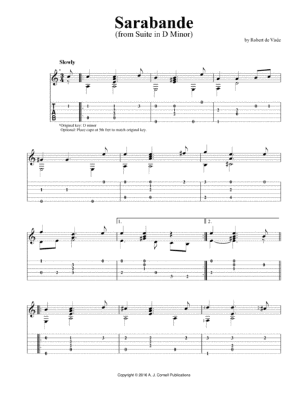 Suite In D Minor Sarabande Sheet Music