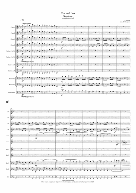 Sullivan Cox And Box Overture Symphonic Wind Sheet Music