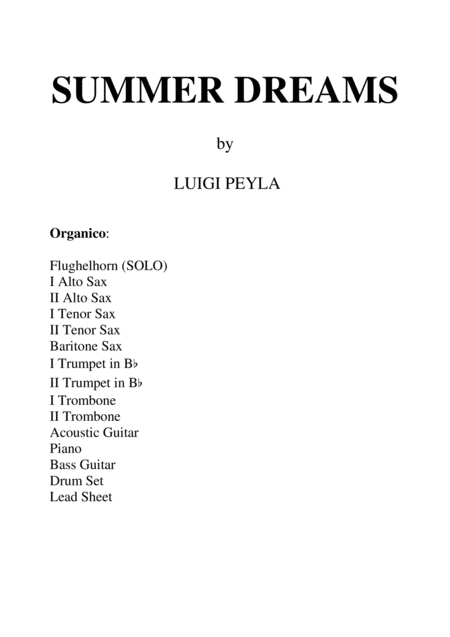 Free Sheet Music Summer Dream