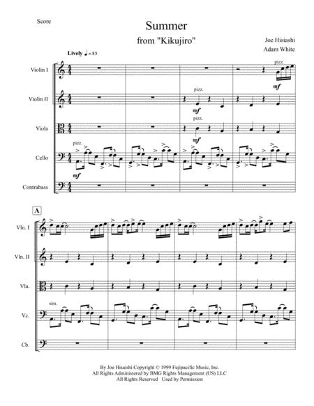 Summer Kikujiro For String Orchestra Sheet Music