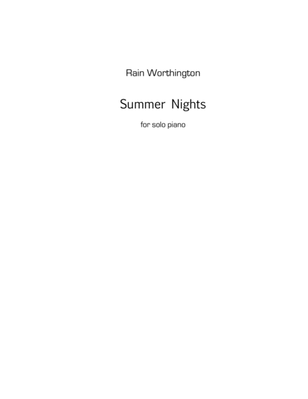 Summer Nights For Piano Sheet Music