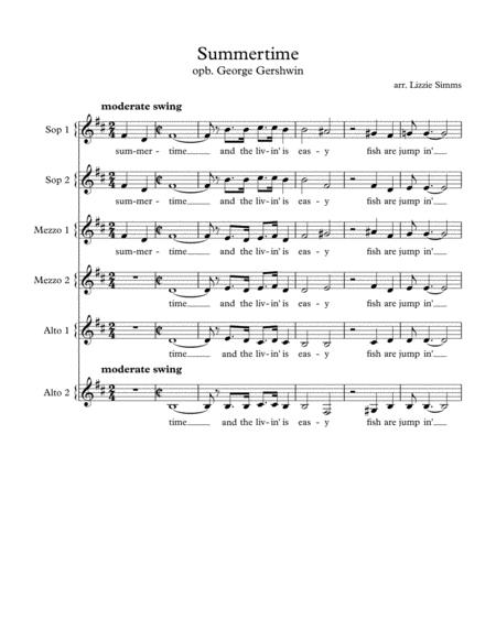 Summertime A Cappella Sheet Music