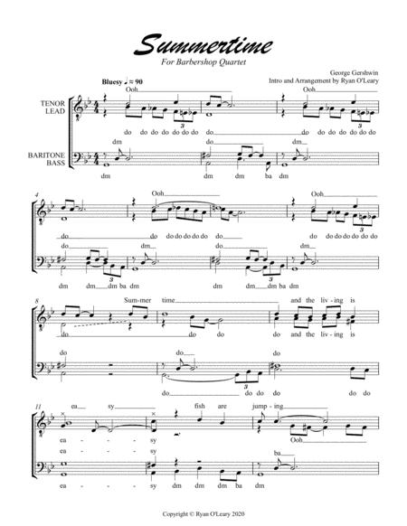 Summertime Barbershop Quartet Sheet Music