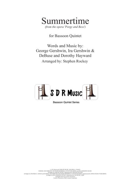 Summertime For Bassoon Quintet Sheet Music