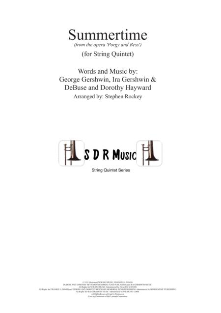 Summertime For String Quintet Sheet Music