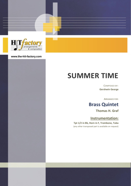 Summertime Gershwin 11 8 Brass Quintet Sheet Music