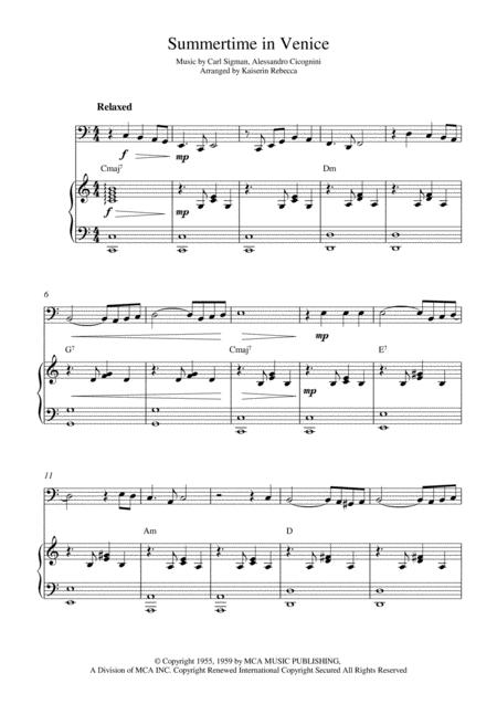 Free Sheet Music Summertime In Venice For Bassoon Solo And Piano Accompaniment