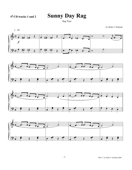 Sunny Day Rag Easy Piano Sheet Music