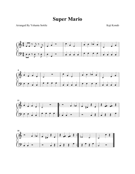 Free Sheet Music Super Mario Very Easy Children Piano