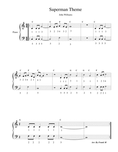 Free Sheet Music Superman Theme