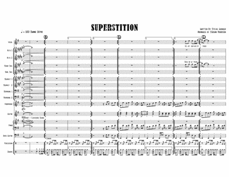 Free Sheet Music Superstition Stevie Wonder Arranged For Jazz Band Feat Voice And Or Tenor Sax