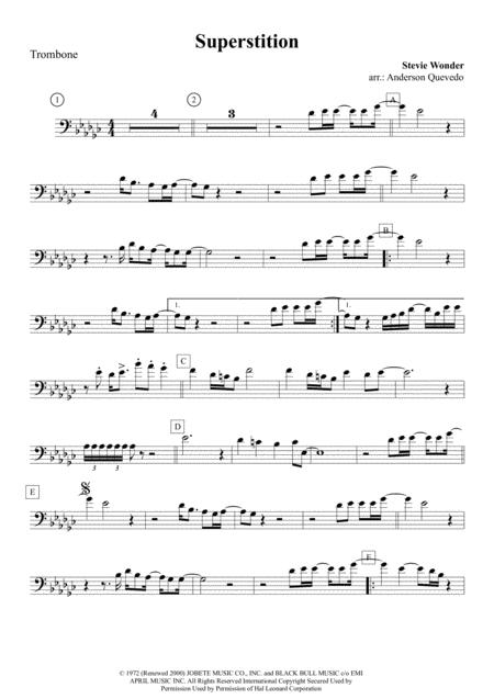 Free Sheet Music Superstition Trombone