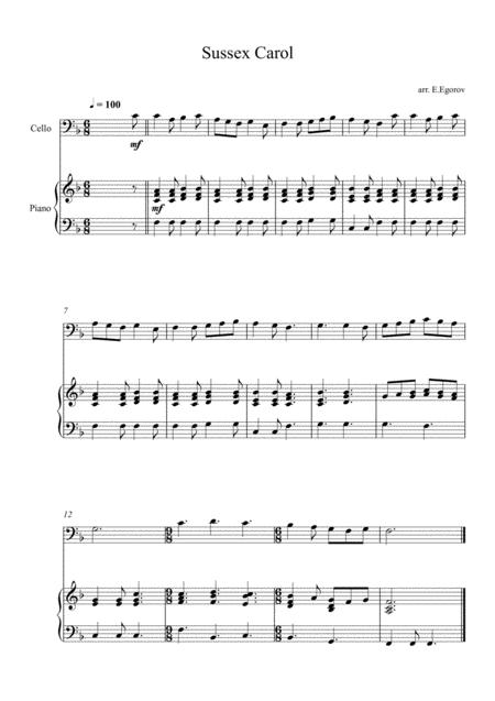 Free Sheet Music Sussex Carol For Cello Piano