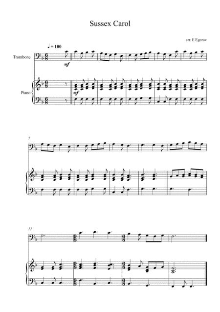 Free Sheet Music Sussex Carol For Trombone Piano