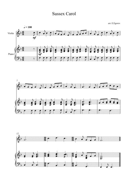 Free Sheet Music Sussex Carol For Violin Piano