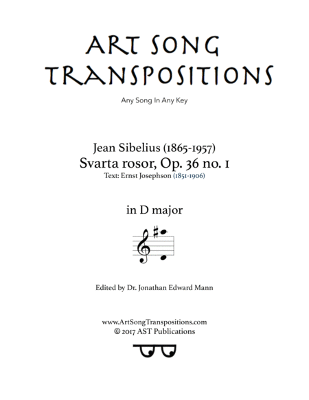 Svarta Rosor Op 36 No 1 D Major Sheet Music